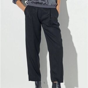 The Reset R Label Slouchy Trouser Pleated Lyocell Black Women's Size XLarge